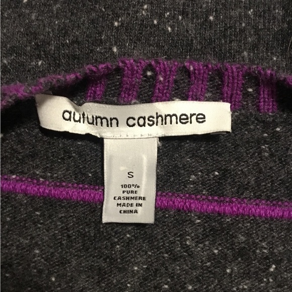 AUTUMN CASHMERE OFF BLACK /PURPLE STRIPED SWEATER SMALL - Picture 4 of 7